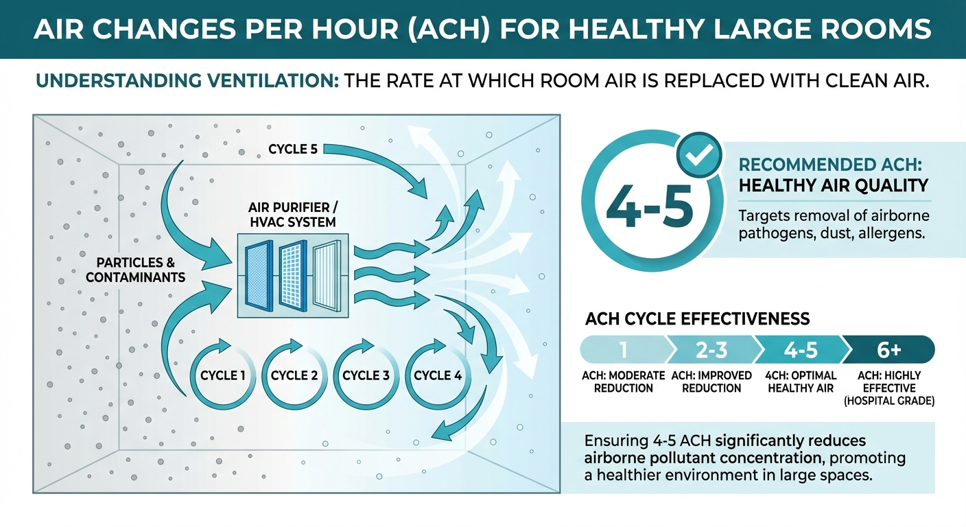 Air changes per hour guide infographic for large rooms
